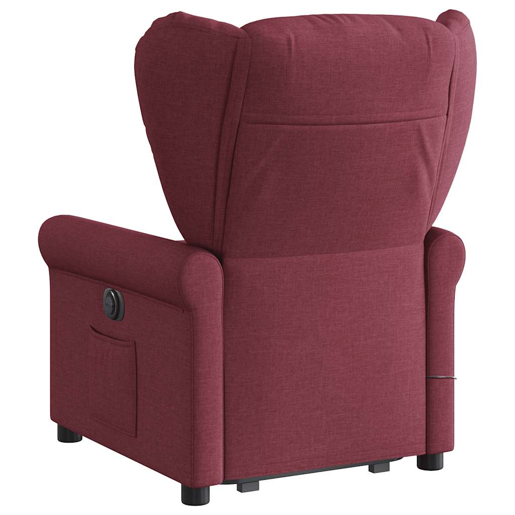 vidaXL Fotoliu de masaj electric rabatabil cu ridicare roșu vin textil