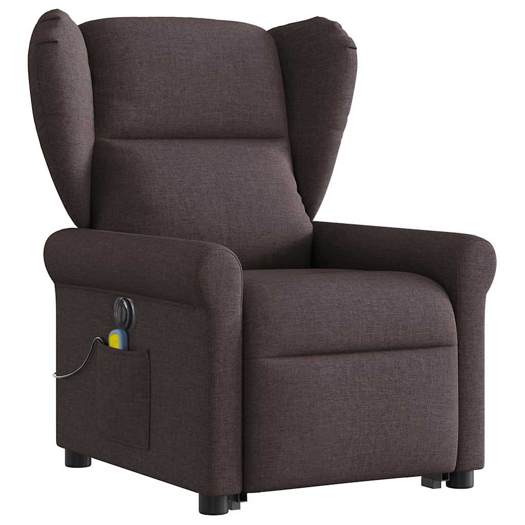 vidaXL Fotoliu electric masaj rabatabil cu ridicare maro închis textil vidaXL Fotoliu electric masaj rabatabil cu ridicare maro închis textil