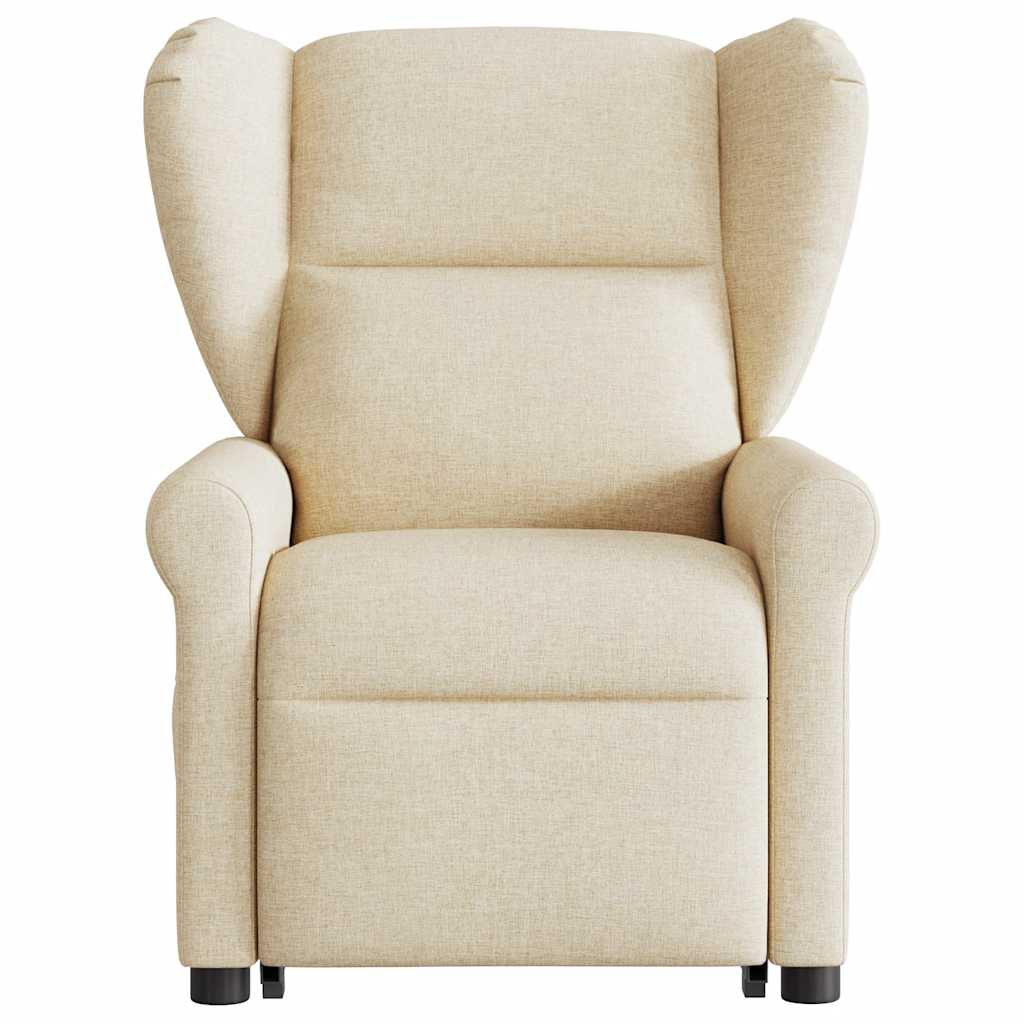 vidaXL Fotoliu electric de masaj rabatabil cu ridicare, crem, textil vidaXL Fotoliu electric de masaj rabatabil cu ridicare, crem, textil