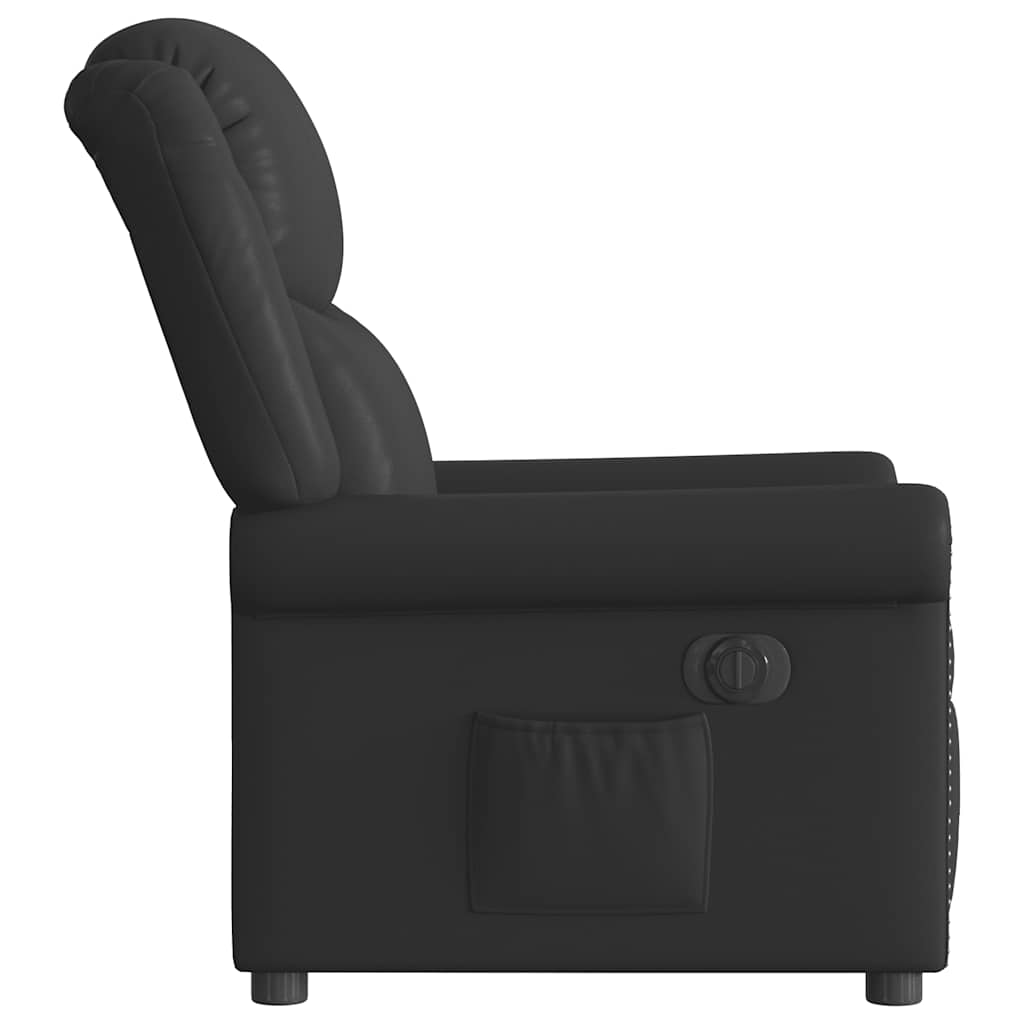 vidaXL Fotoliu rabatabil electric, negru, piele ecologică lucioasă