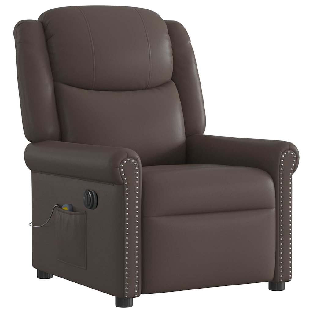 vidaXL Scaun electric pentru masaj pentru relaxare maro strălucitoare