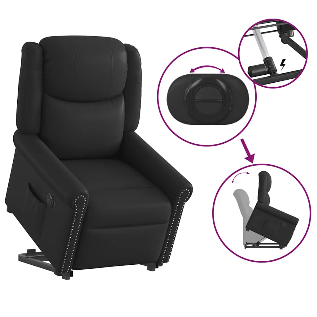 vidaXL Scaun reclinabil electric pe picioare neagră lucioasă