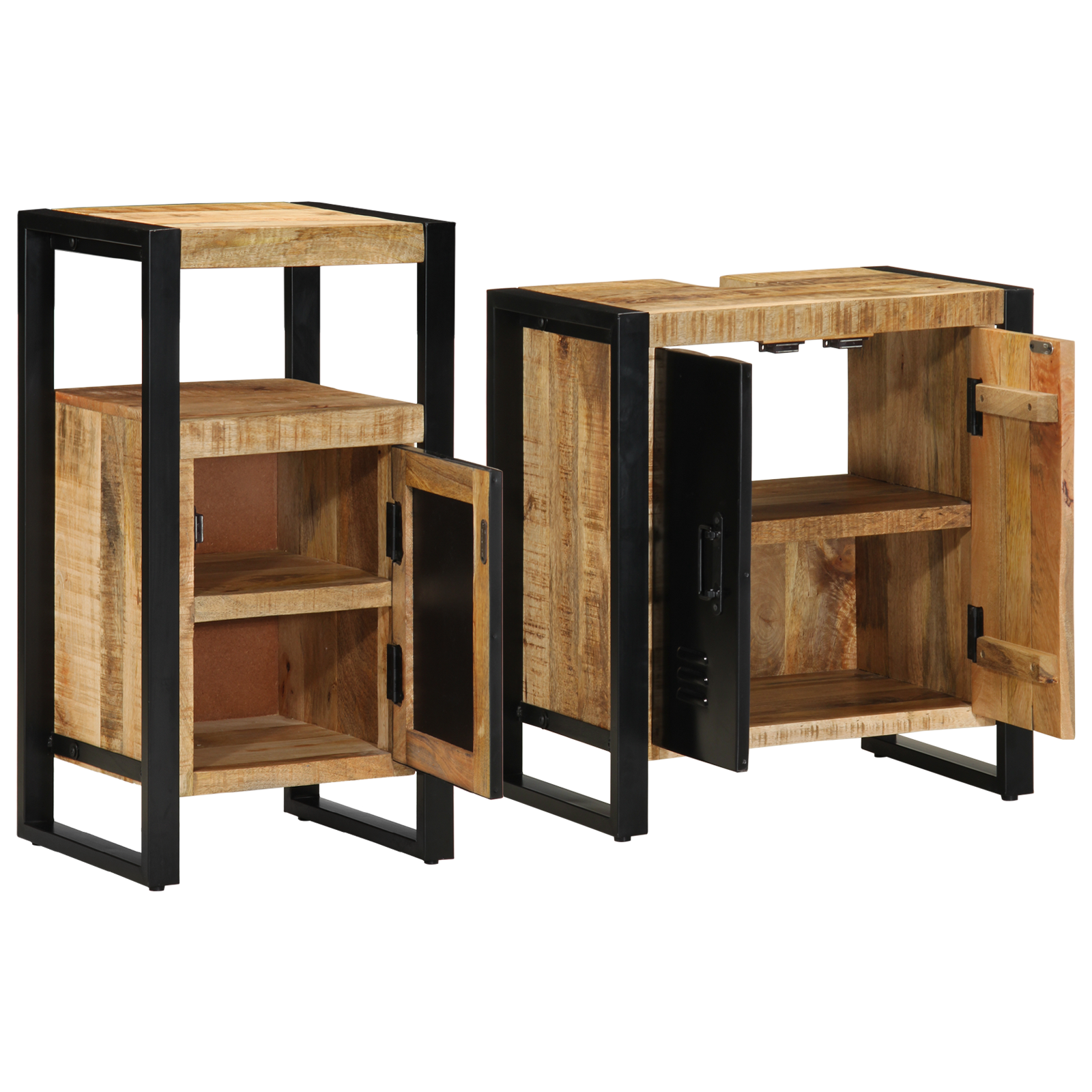 vidaXL Set de mobilier pentru baie 2 pcs Maro Lemn de mango brut vidaXL Set de mobilier pentru baie 2 pcs Maro Lemn de mango brut