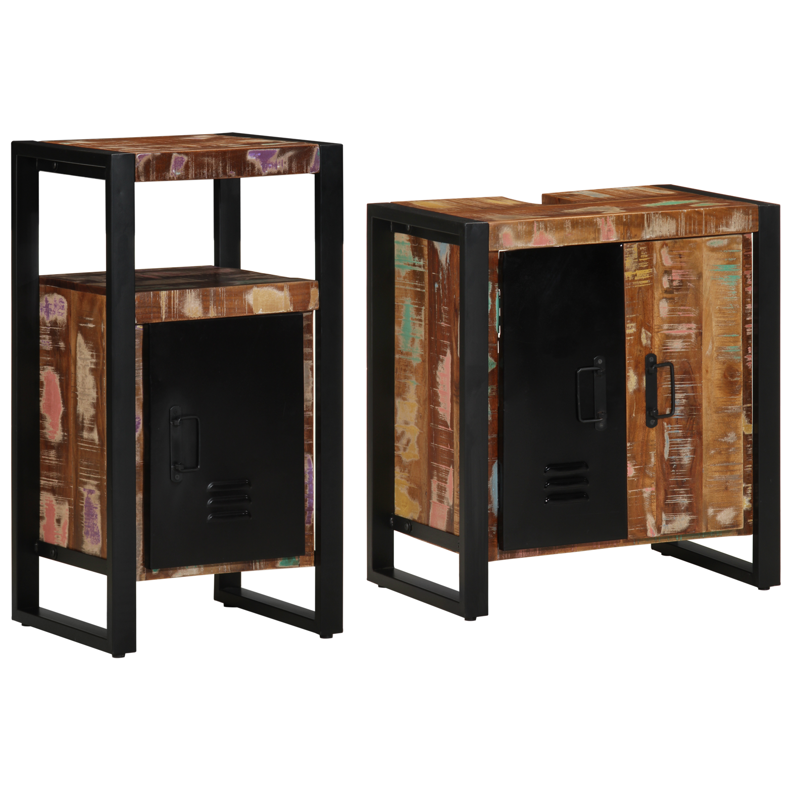 vidaXL Set de mobilier pentru baie 2 pcs Maro Lemn masiv reciclat vidaXL Set de mobilier pentru baie 2 pcs Maro Lemn masiv reciclat