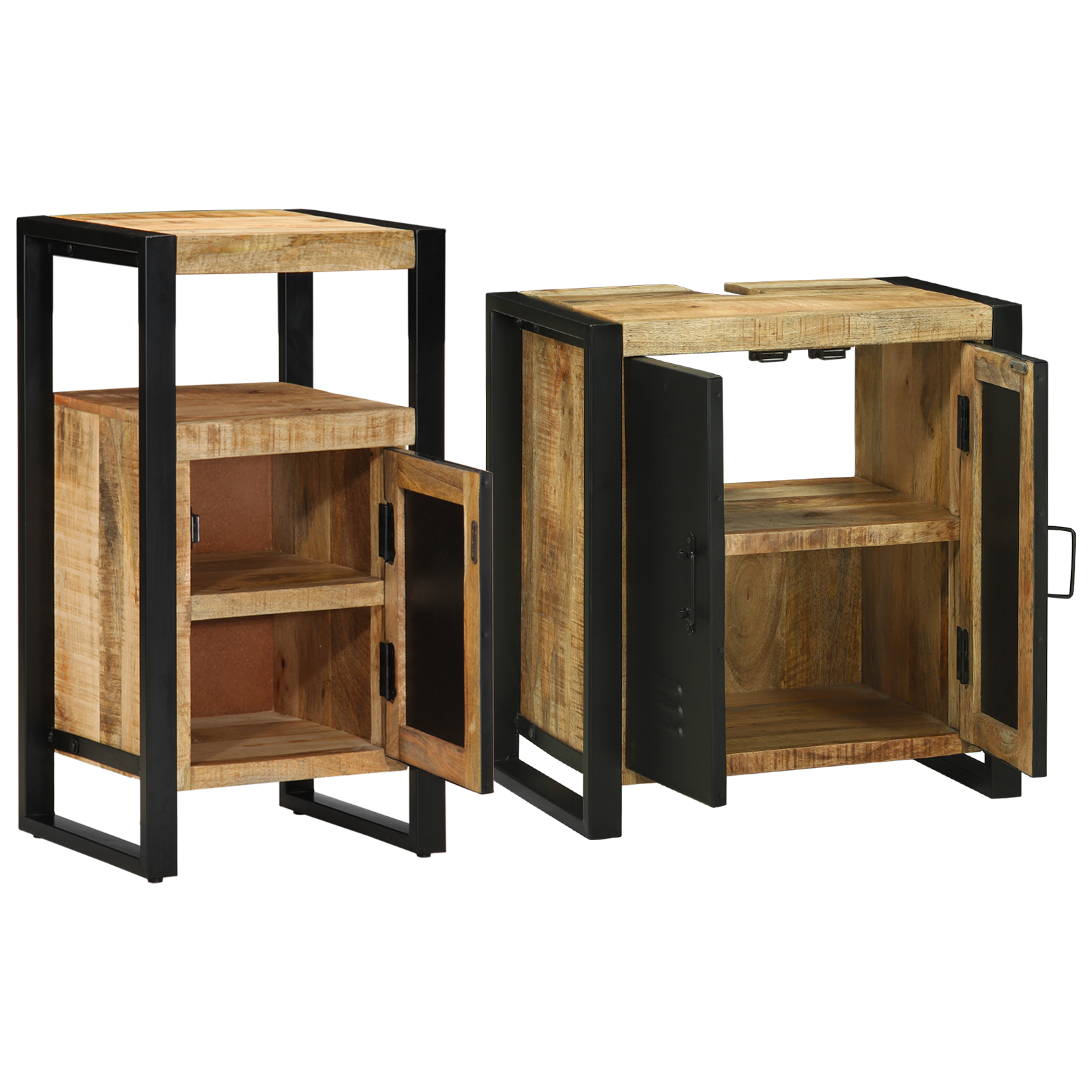 vidaXL Set de mobilier pentru baie 2 pcs Maro Lemn de mango brut vidaXL Set de mobilier pentru baie 2 pcs Maro Lemn de mango brut
