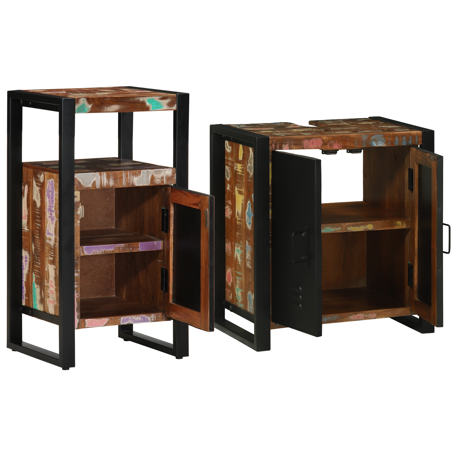 vidaXL Set de mobilier pentru baie 2 pcs Maro Lemn masiv reciclat vidaXL Set de mobilier pentru baie 2 pcs Maro Lemn masiv reciclat