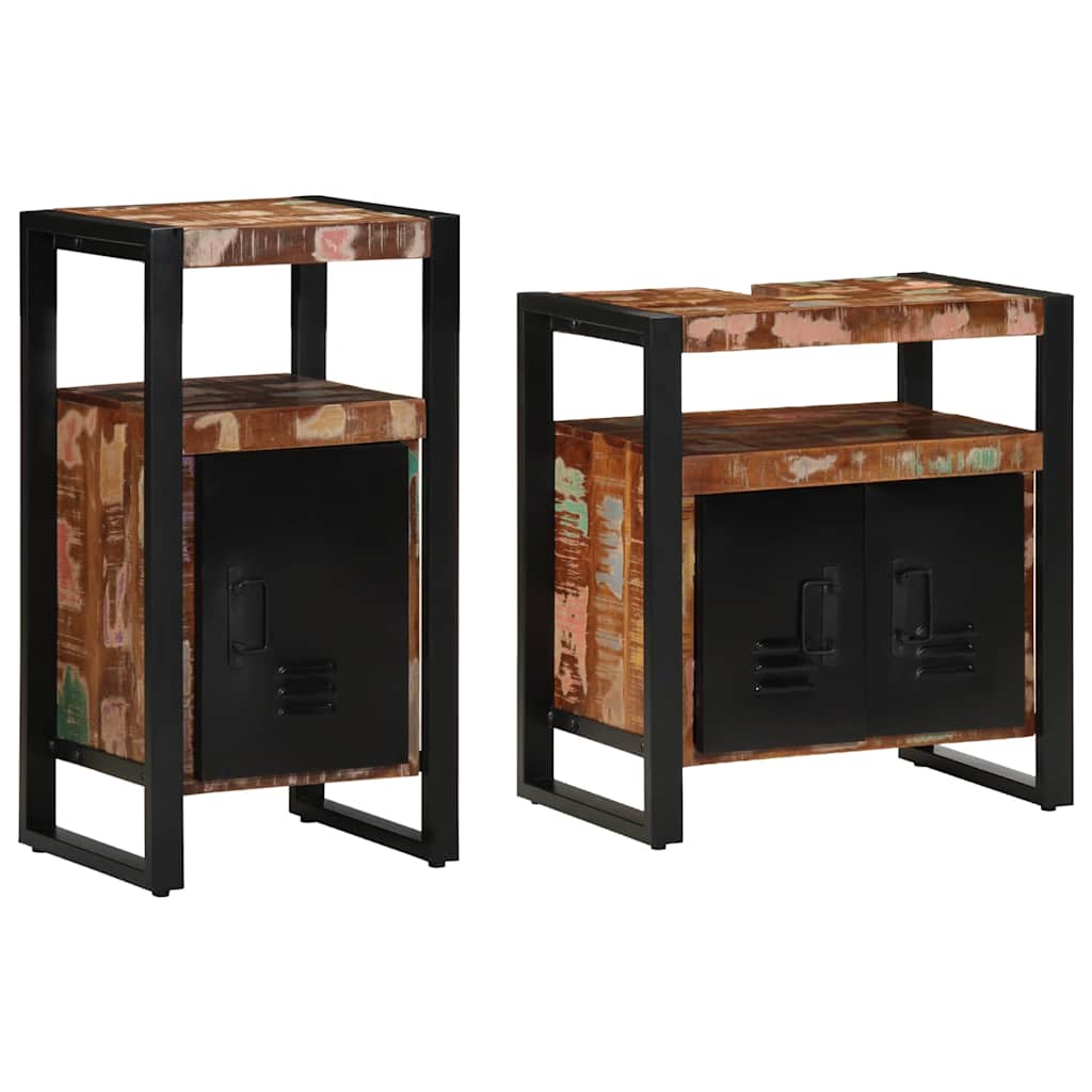 vidaXL Set de mobilier pentru baie 2 pcs Maro Lemn masiv reciclat