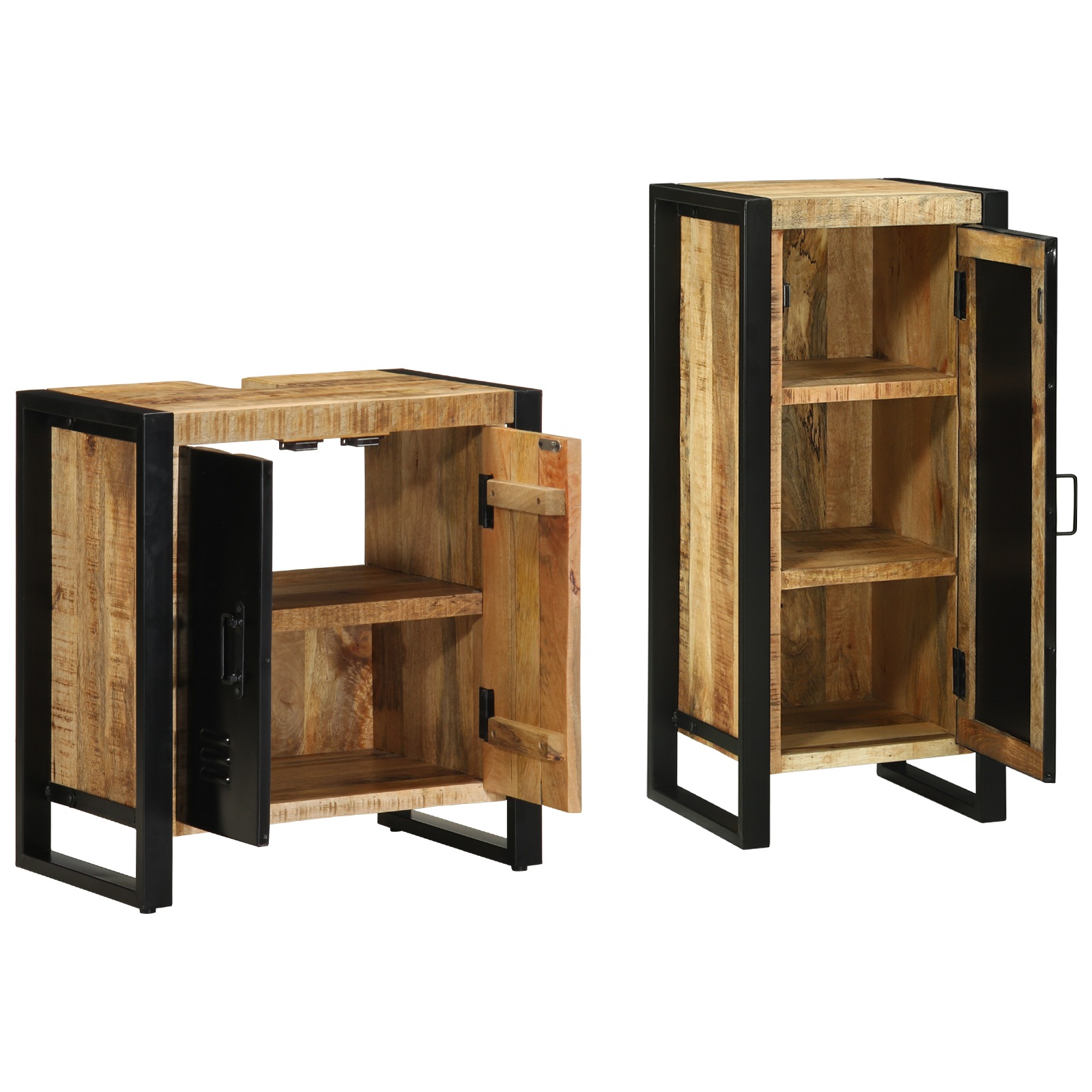 vidaXL Set de mobilier pentru baie 2 pcs Maro Lemn de mango solid vidaXL Set de mobilier pentru baie 2 pcs Maro Lemn de mango solid