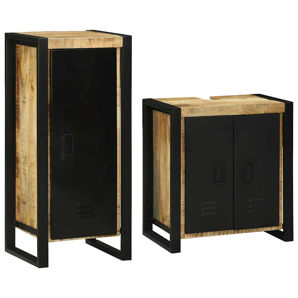 vidaXL Set de mobilier pentru baie 2 pcs Maro Lemn de mango solid