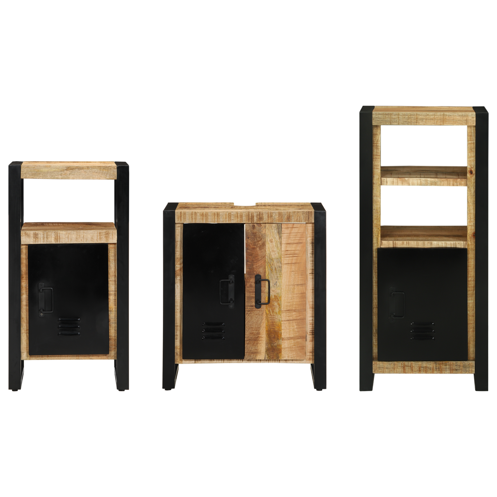 vidaXL Set de mobilier pentru baie 3 pcs Maro Lemn de mango solid vidaXL Set de mobilier pentru baie 3 pcs Maro Lemn de mango solid