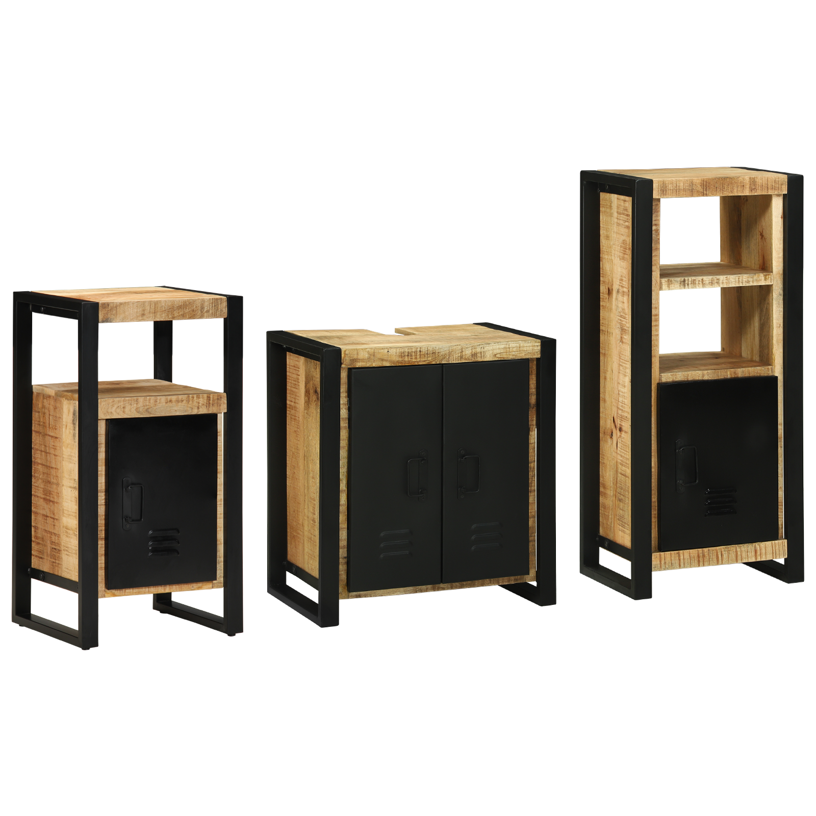 vidaXL Set de mobilier pentru baie 3 pcs Maro Lemn de mango solid vidaXL Set de mobilier pentru baie 3 pcs Maro Lemn de mango solid