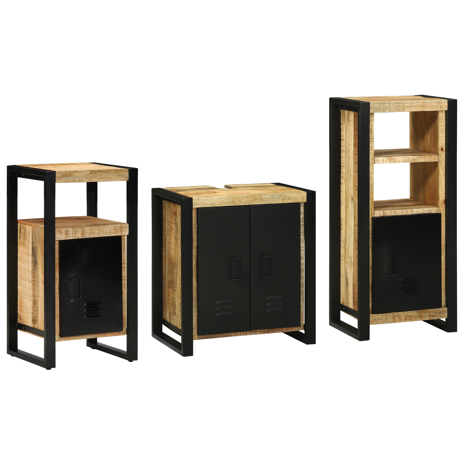 vidaXL Set de mobilier pentru baie 3 pcs Maro Lemn de mango solid vidaXL Set de mobilier pentru baie 3 pcs Maro Lemn de mango solid