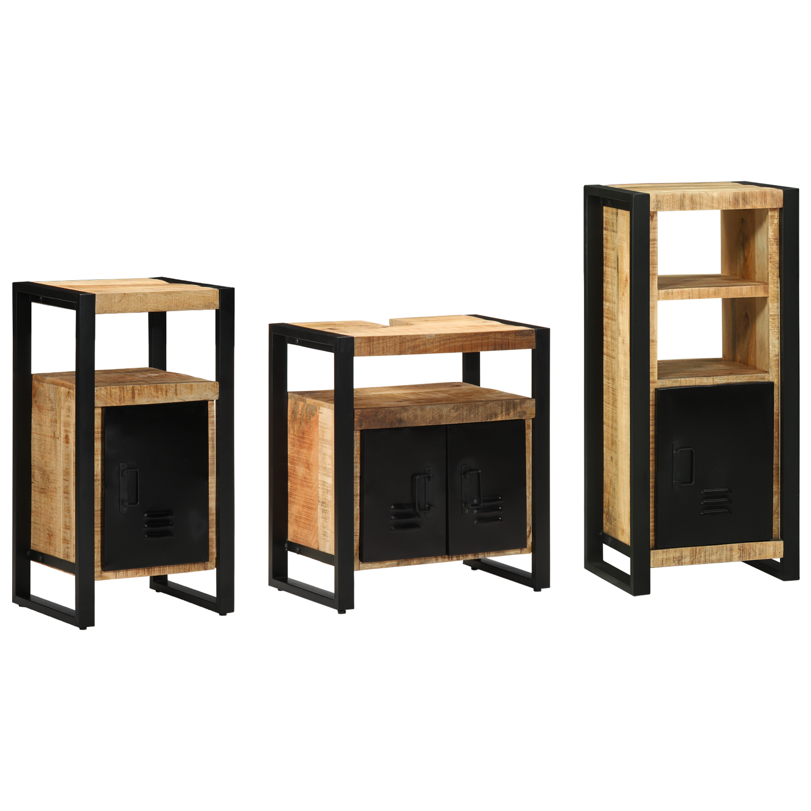 vidaXL Set de mobilier pentru baie 3 pcs Maro Lemn de mango solid vidaXL Set de mobilier pentru baie 3 pcs Maro Lemn de mango solid