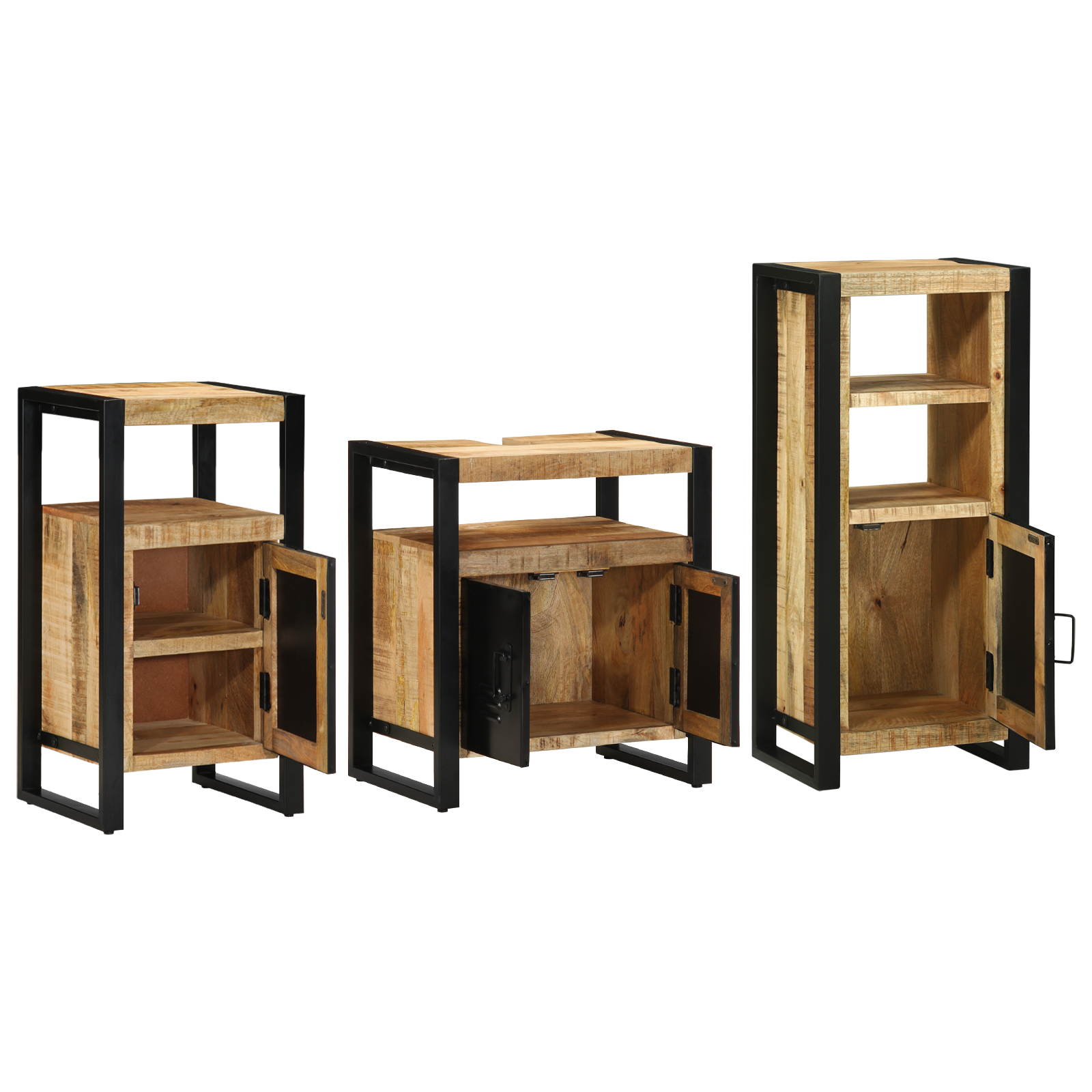vidaXL Set de mobilier pentru baie 3 pcs Maro Lemn de mango solid vidaXL Set de mobilier pentru baie 3 pcs Maro Lemn de mango solid