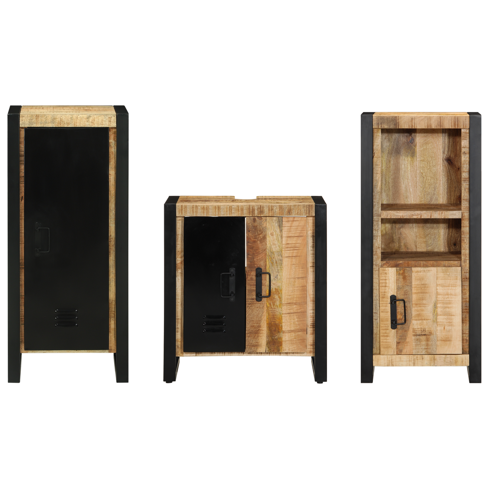 vidaXL Set de mobilier pentru baie 3 pcs Maro Lemn de mango solid
