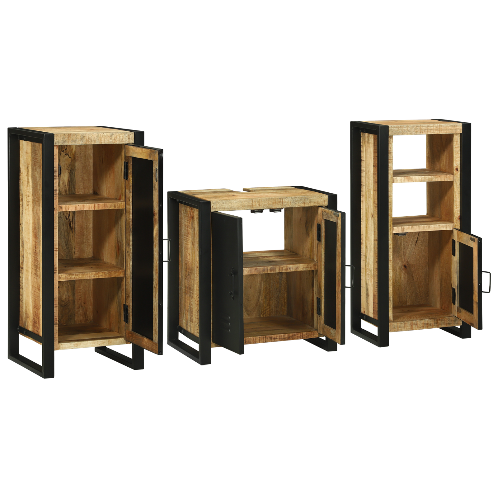 vidaXL Set de mobilier pentru baie 3 pcs Maro Lemn de mango solid vidaXL Set de mobilier pentru baie 3 pcs Maro Lemn de mango solid