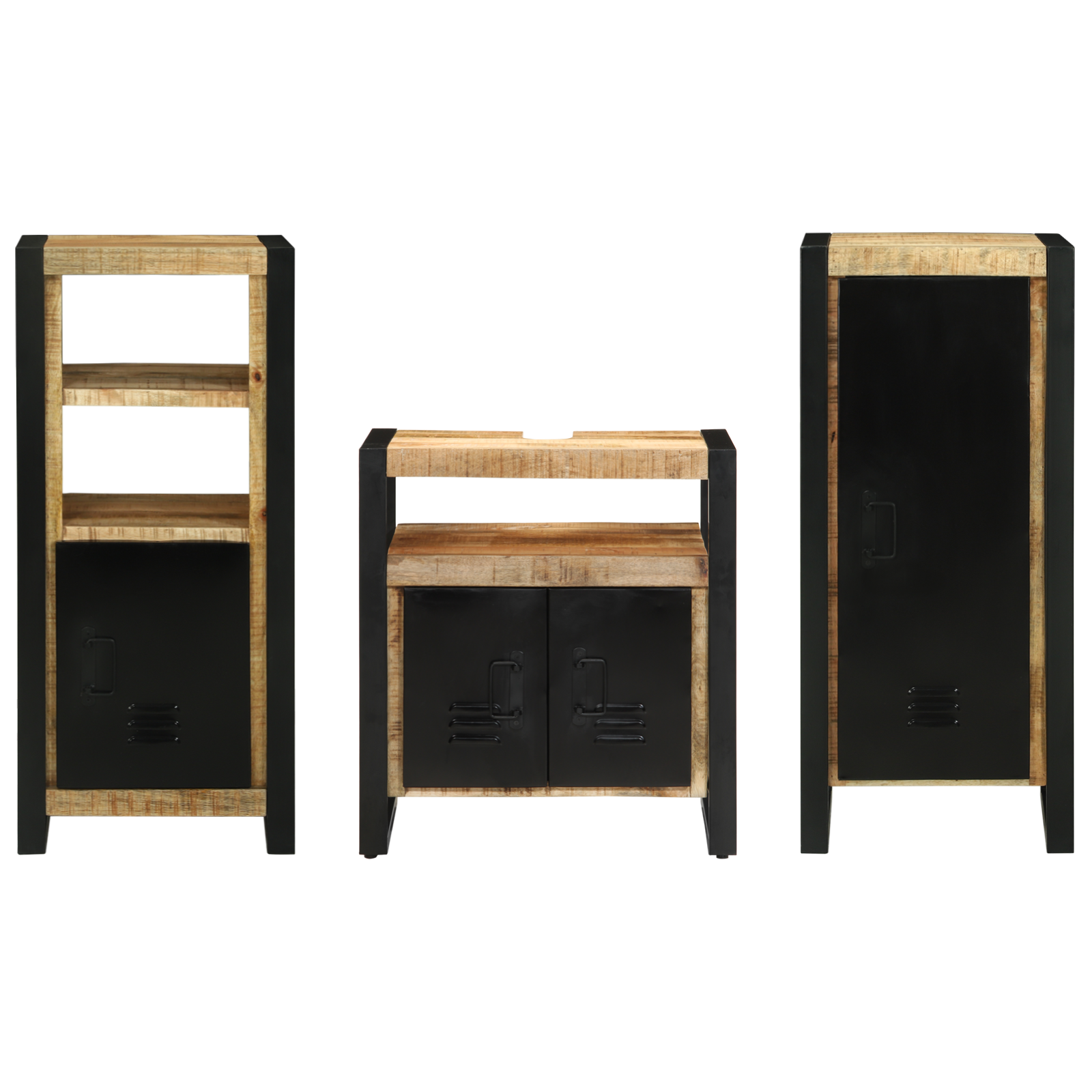 vidaXL Set de mobilier pentru baie 3 pcs Maro Lemn de mango solid vidaXL Set de mobilier pentru baie 3 pcs Maro Lemn de mango solid