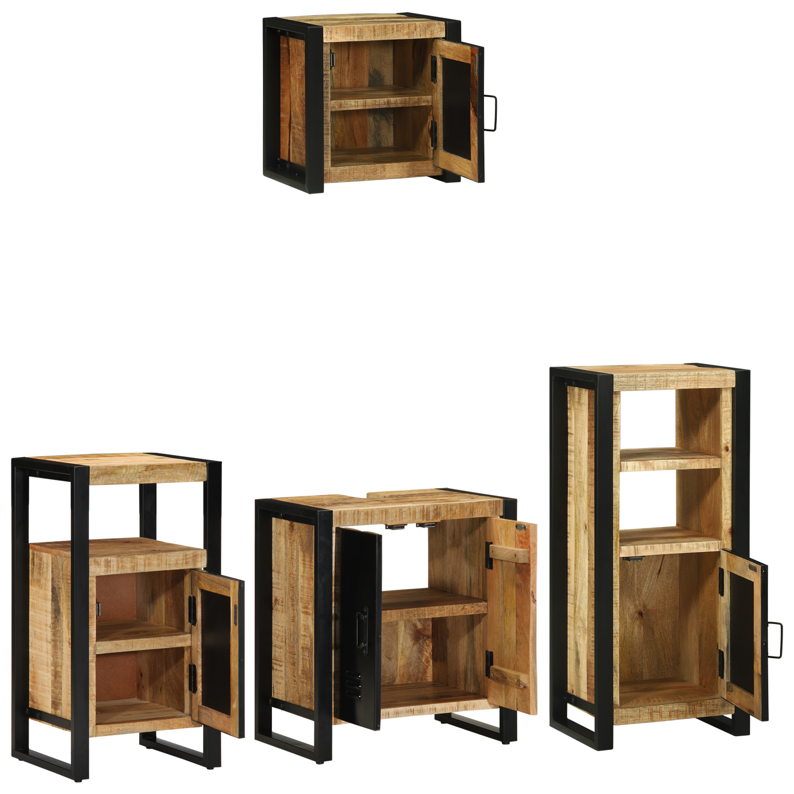 vidaXL Set de mobilier pentru baie 4 pcs Maro Lemn de mango solid vidaXL Set de mobilier pentru baie 4 pcs Maro Lemn de mango solid
