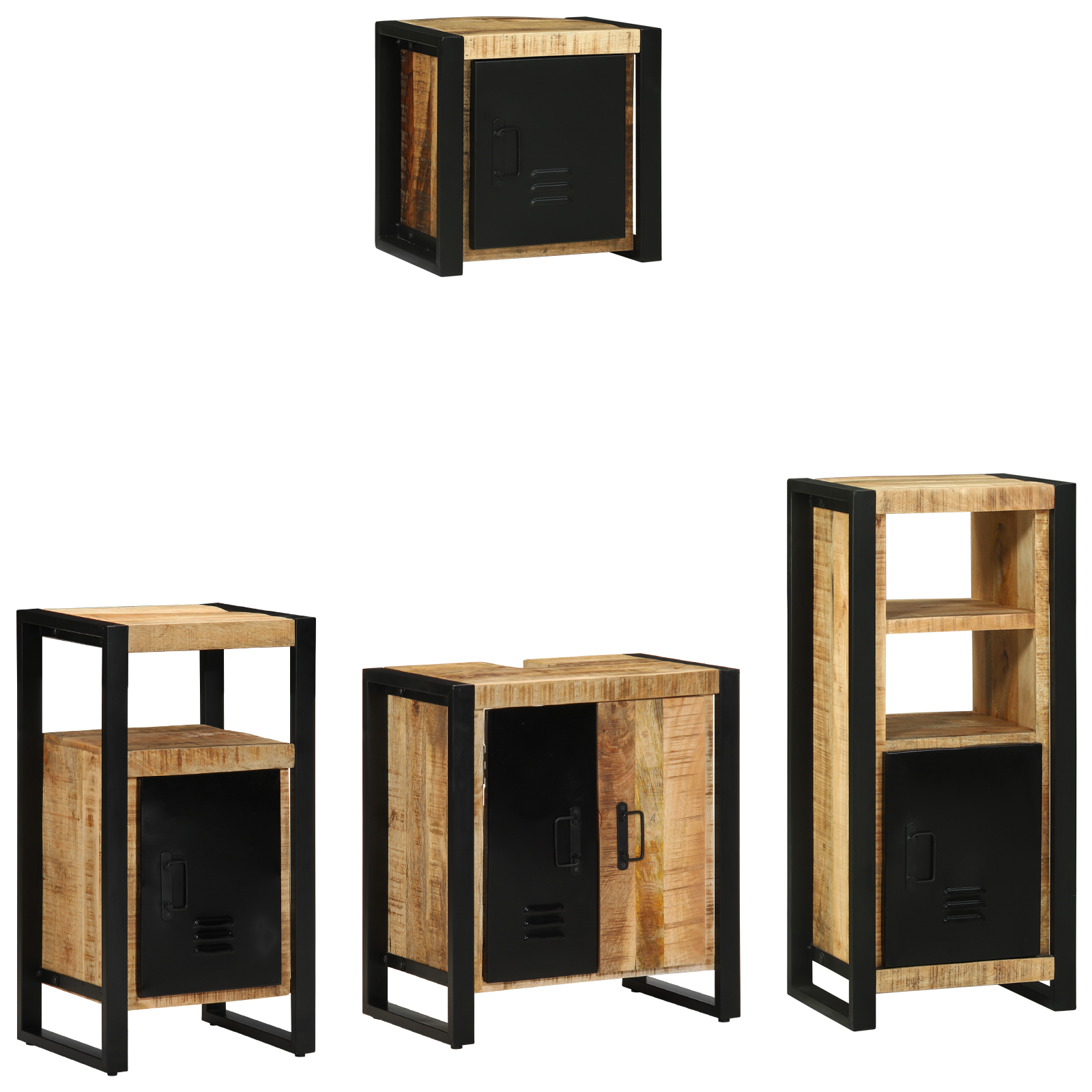 vidaXL Set de mobilier pentru baie 4 pcs Maro Lemn de mango solid vidaXL Set de mobilier pentru baie 4 pcs Maro Lemn de mango solid