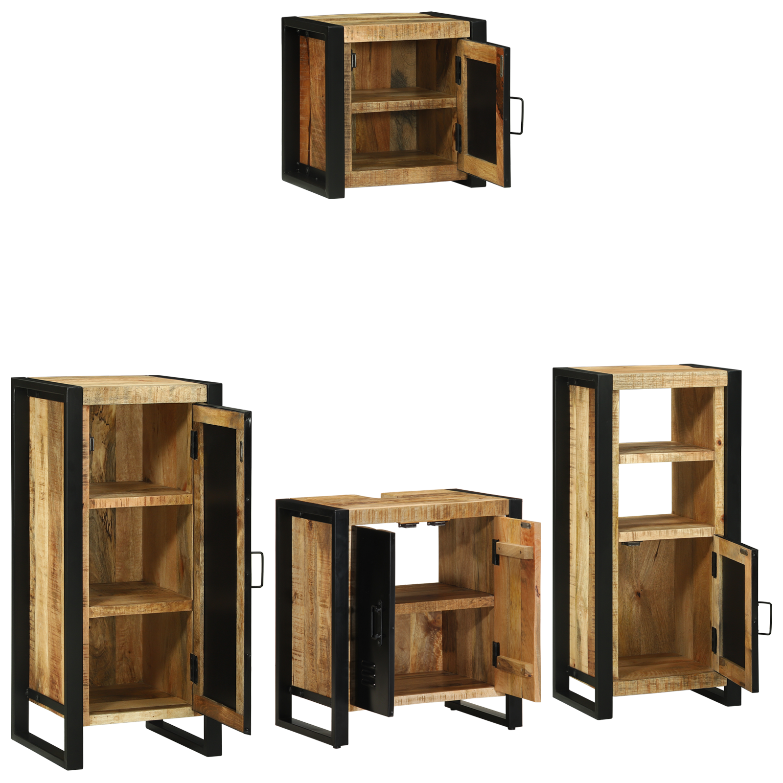 vidaXL Set de mobilier pentru baie 4 pcs Maro Lemn de mango solid vidaXL Set de mobilier pentru baie 4 pcs Maro Lemn de mango solid