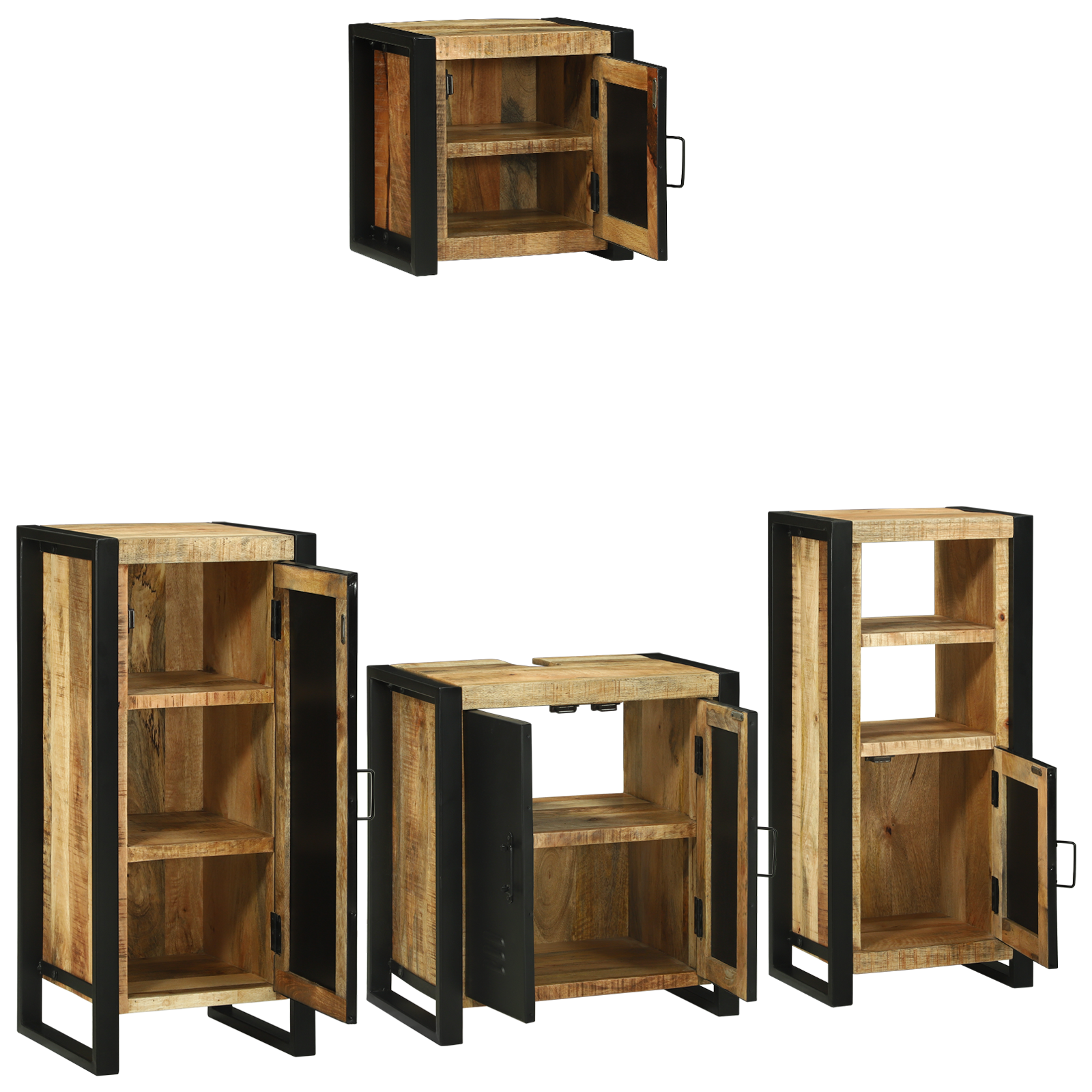vidaXL Set de mobilier pentru baie 4 pcs Maro Lemn de mango solid vidaXL Set de mobilier pentru baie 4 pcs Maro Lemn de mango solid