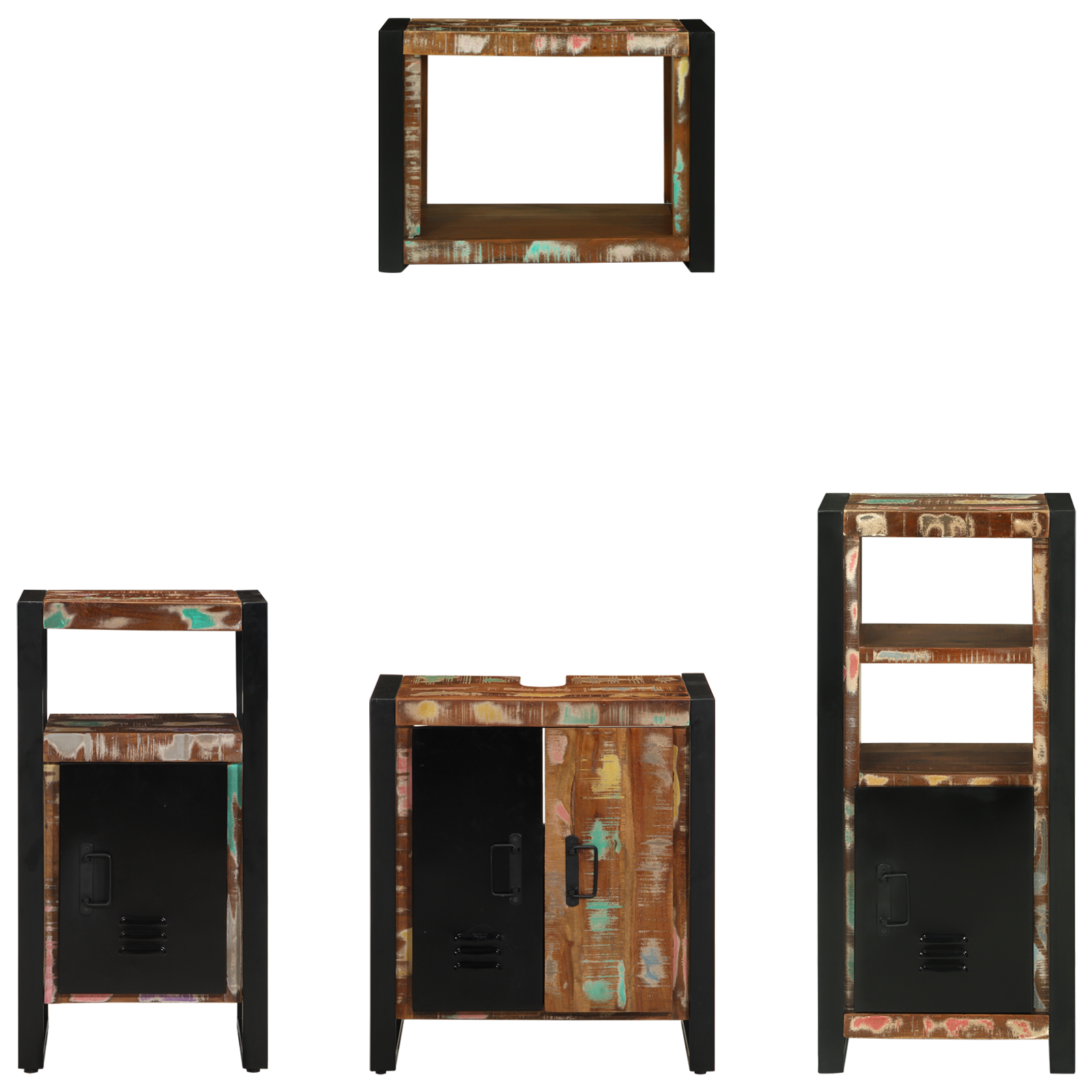 vidaXL Set de mobilier pentru baie cu raft 4 pcs Lemn recuperat masiv