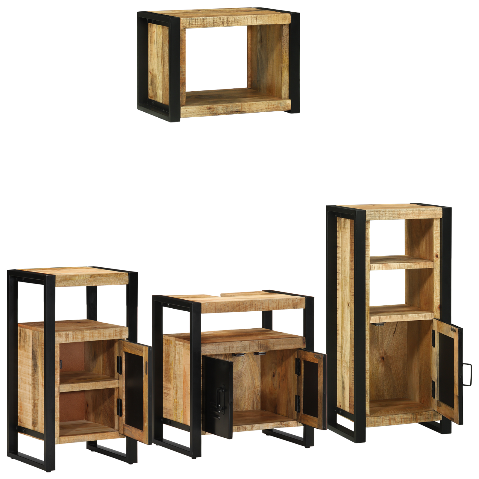 vidaXL Set de mobilier pentru baie 4 pcs Maro Lemn de mango solid vidaXL Set de mobilier pentru baie 4 pcs Maro Lemn de mango solid