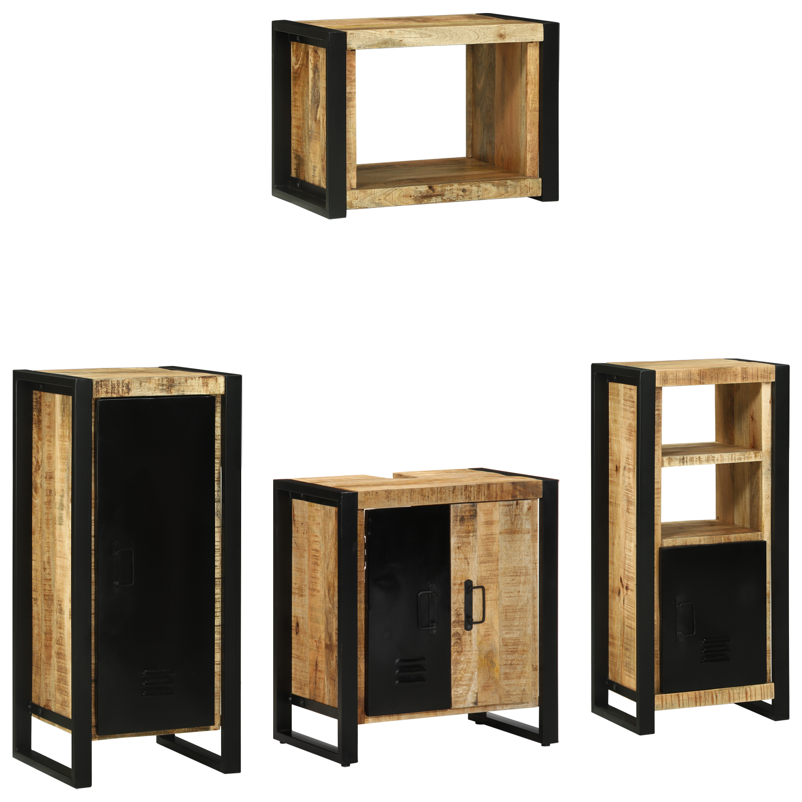 vidaXL Set de mobilier pentru baie 4 pcs Maro Lemn de mango solid vidaXL Set de mobilier pentru baie 4 pcs Maro Lemn de mango solid
