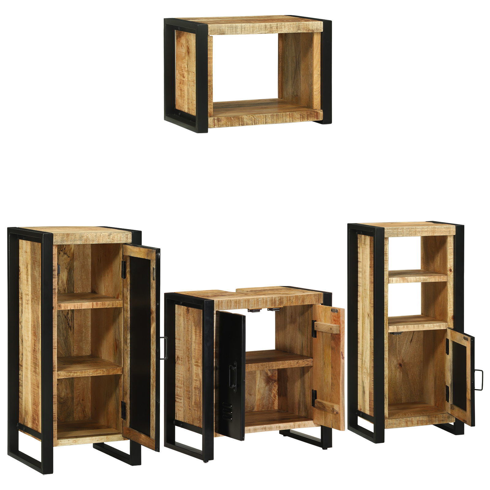 vidaXL Set de mobilier pentru baie 4 pcs Maro Lemn de mango solid vidaXL Set de mobilier pentru baie 4 pcs Maro Lemn de mango solid