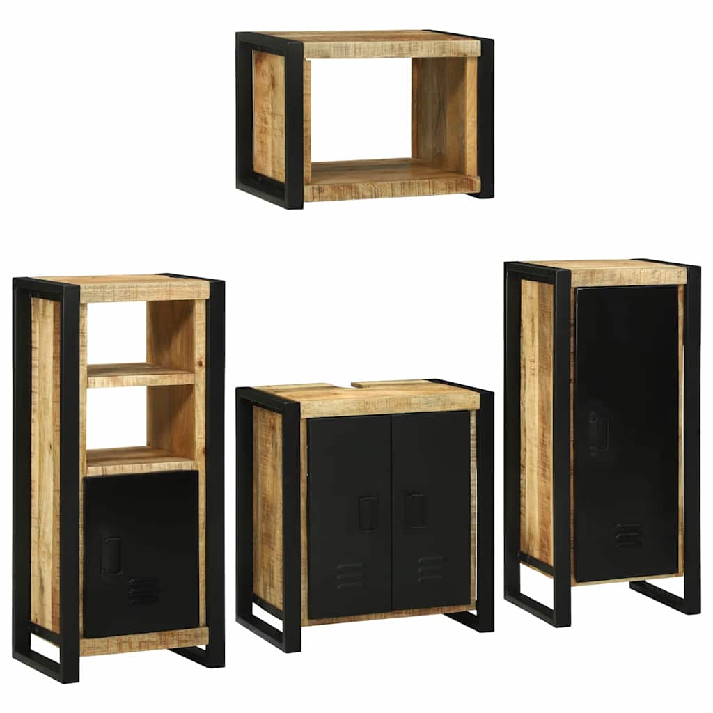 vidaXL Set de mobilier pentru baie 4 pcs Maro Lemn de mango solid