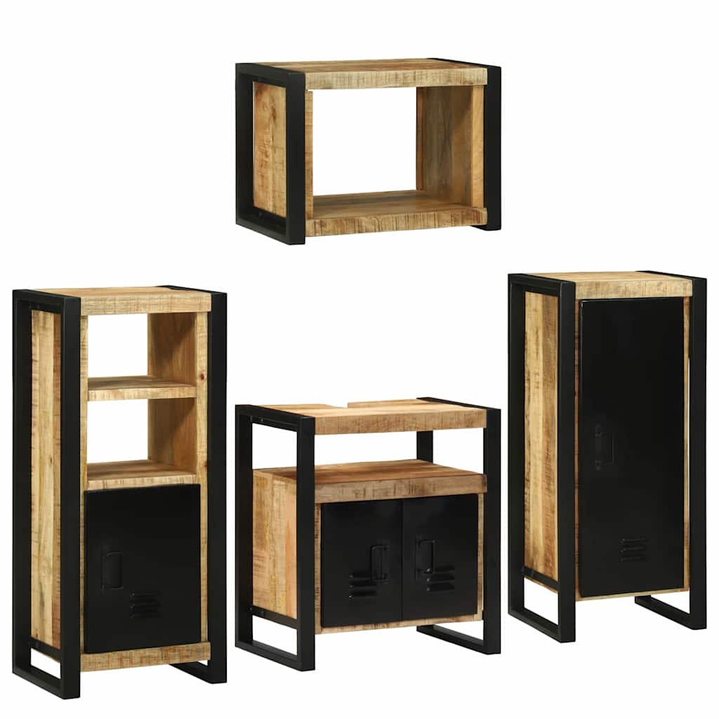 vidaXL Set de mobilier pentru baie 4 pcs Maro Lemn de mango solid