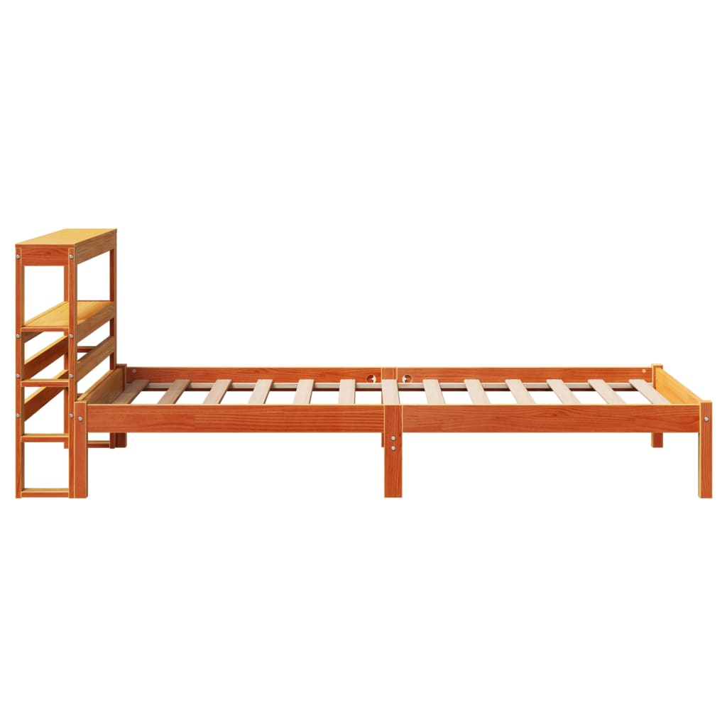 vidaXL Cadru de pat cu tăblie, maro ceruit, 100x200 cm, lemn masiv pin vidaXL Cadru de pat cu tăblie, maro ceruit, 100x200 cm, lemn masiv pin