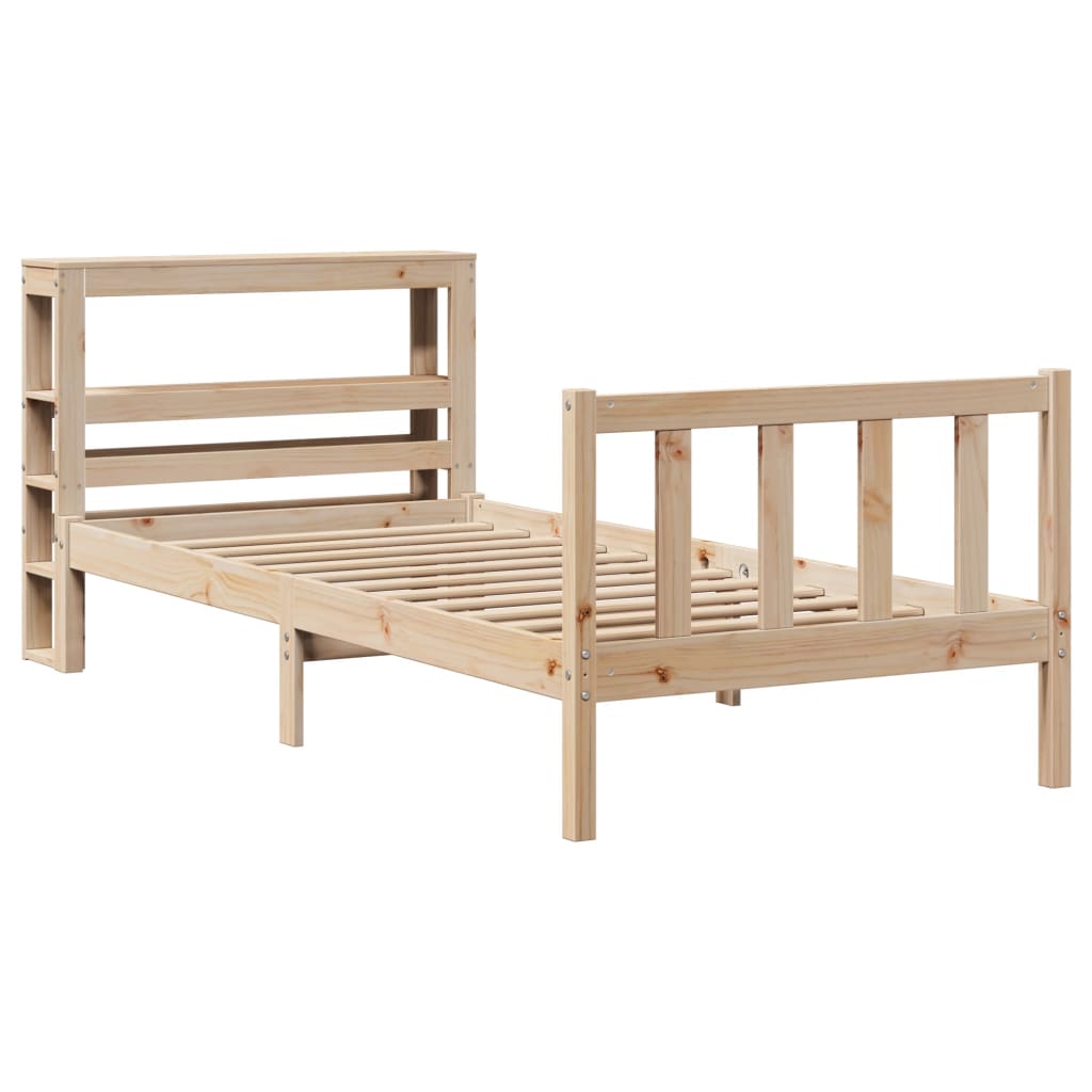 vidaXL Cadru de pat fără saltea, 75x190 cm, lemn masiv de pin