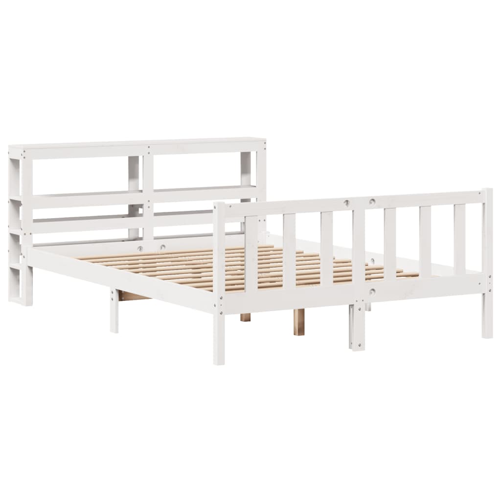 vidaXL Cadru de pat fără saltea, alb, 120x190 cm, lemn masiv pin vidaXL Cadru de pat fără saltea, alb, 120x190 cm, lemn masiv pin