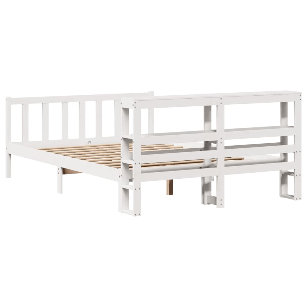vidaXL Cadru de pat fără saltea, alb, 120x190 cm, lemn masiv pin vidaXL Cadru de pat fără saltea, alb, 120x190 cm, lemn masiv pin
