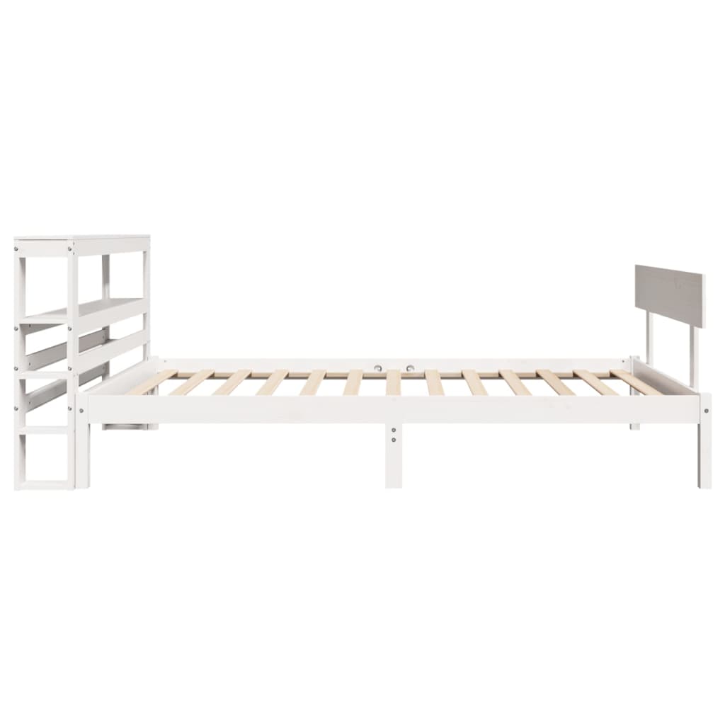 vidaXL Cadru de pat fără saltea, alb, 75x190 cm, lemn masiv de pin