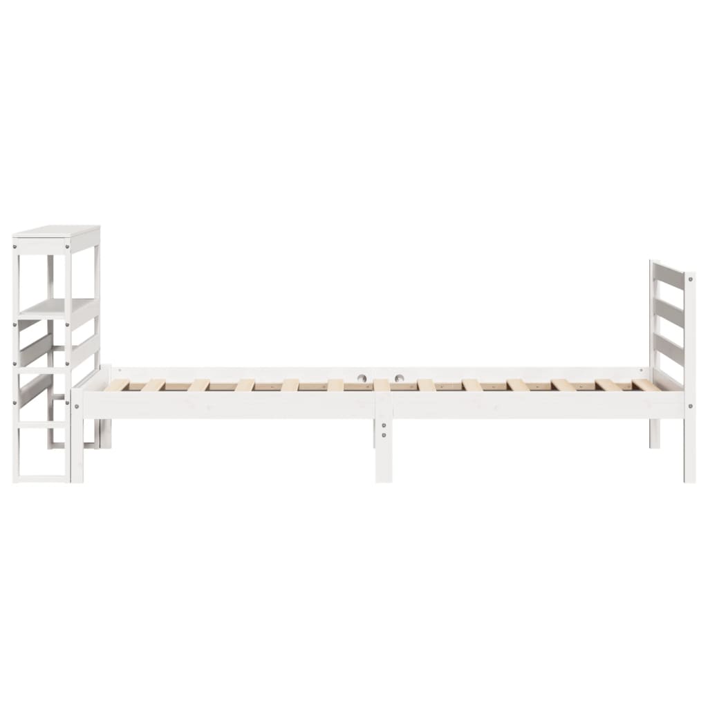 vidaXL Cadru de pat fără saltea, alb, 75x190 cm, lemn masiv de pin