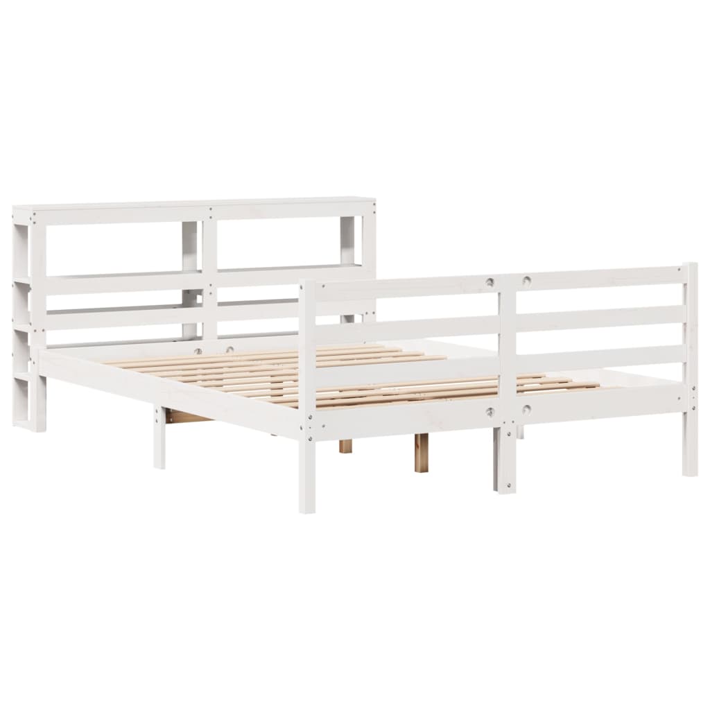vidaXL Cadru de pat fără saltea, alb, 120x190 cm, lemn masiv pin