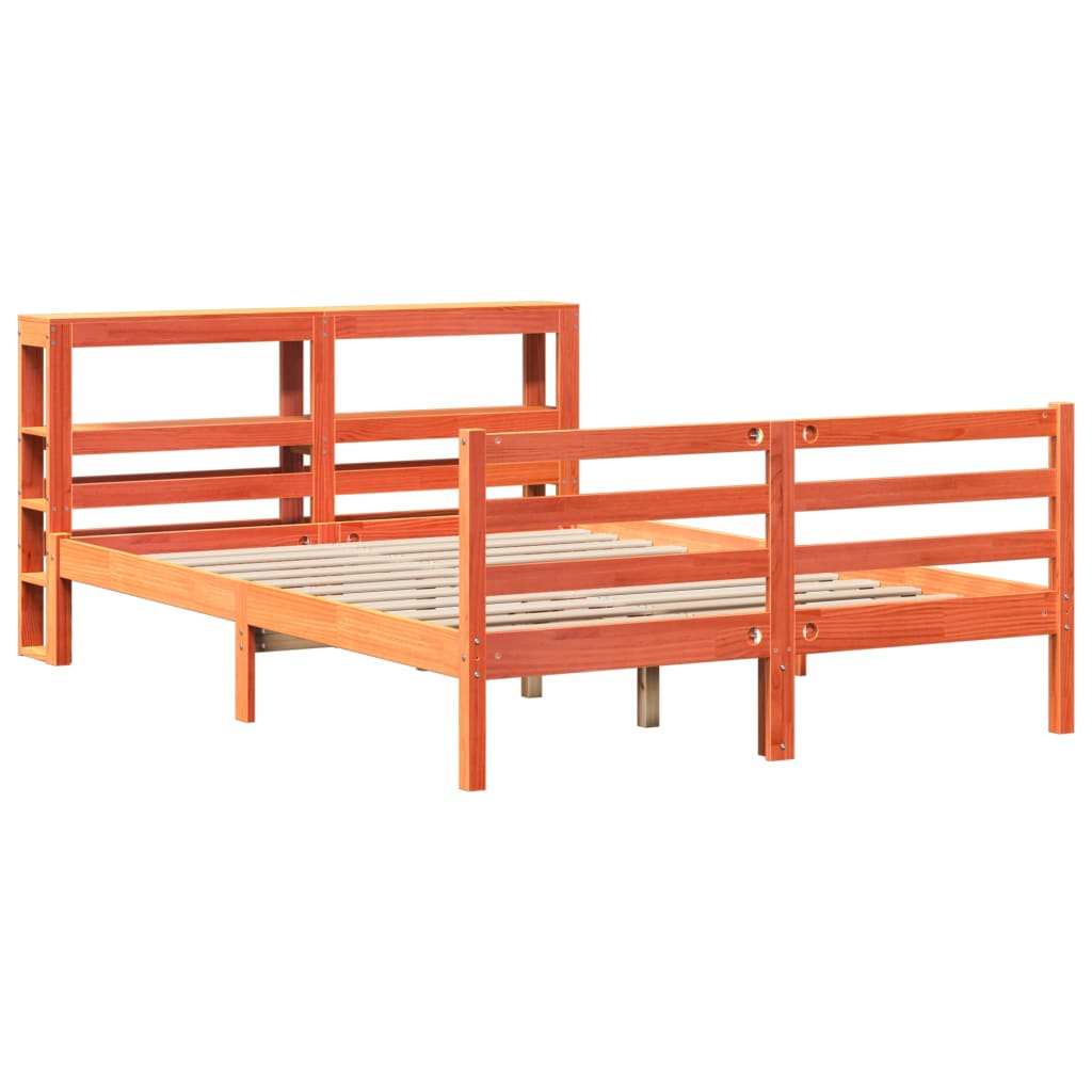 vidaXL Cadru de pat fără saltea, maro ceruit 150x200 cm lemn masiv pin vidaXL Cadru de pat fără saltea, maro ceruit 150x200 cm lemn masiv pin