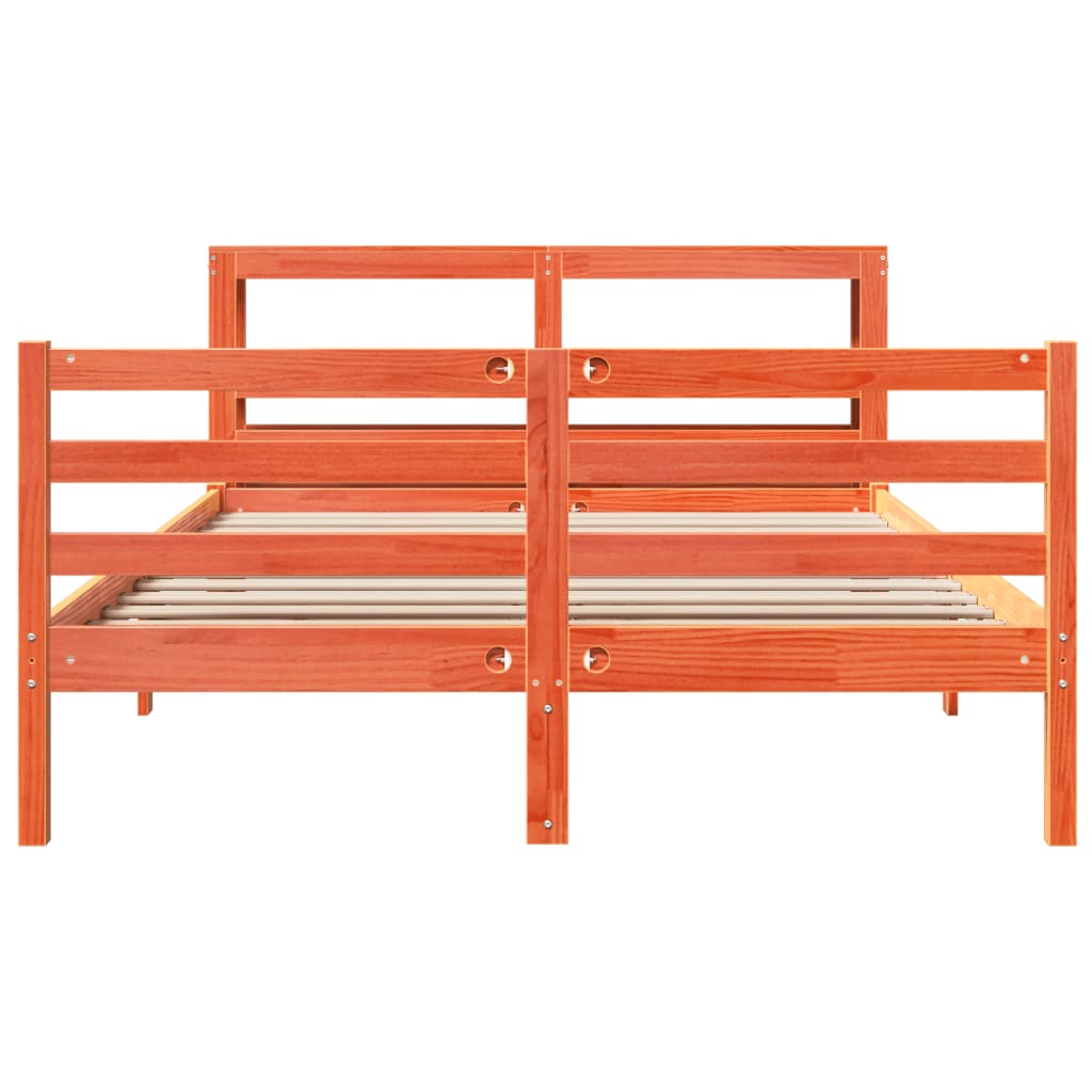 vidaXL Cadru de pat fără saltea, maro ceruit 150x200 cm lemn masiv pin vidaXL Cadru de pat fără saltea, maro ceruit 150x200 cm lemn masiv pin