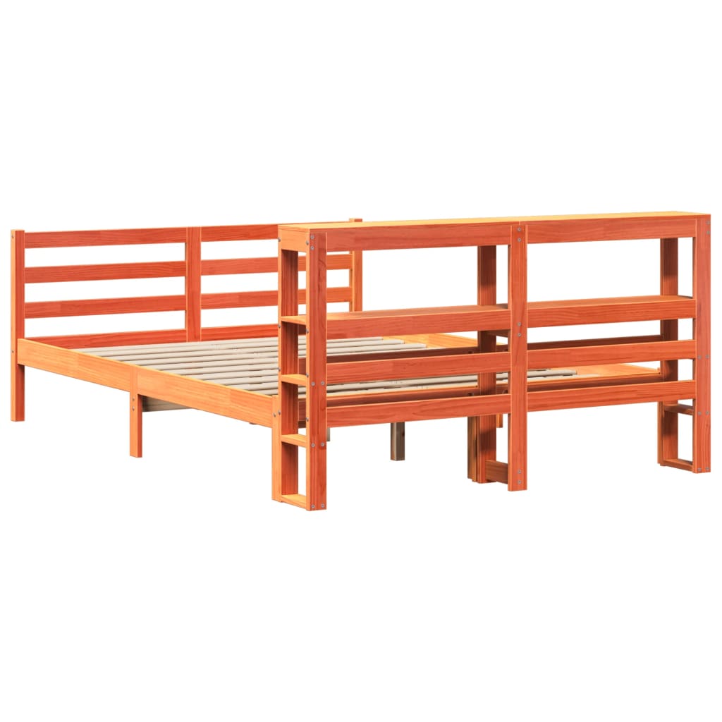 vidaXL Cadru de pat fără saltea, maro ceruit 150x200 cm lemn masiv pin vidaXL Cadru de pat fără saltea, maro ceruit 150x200 cm lemn masiv pin