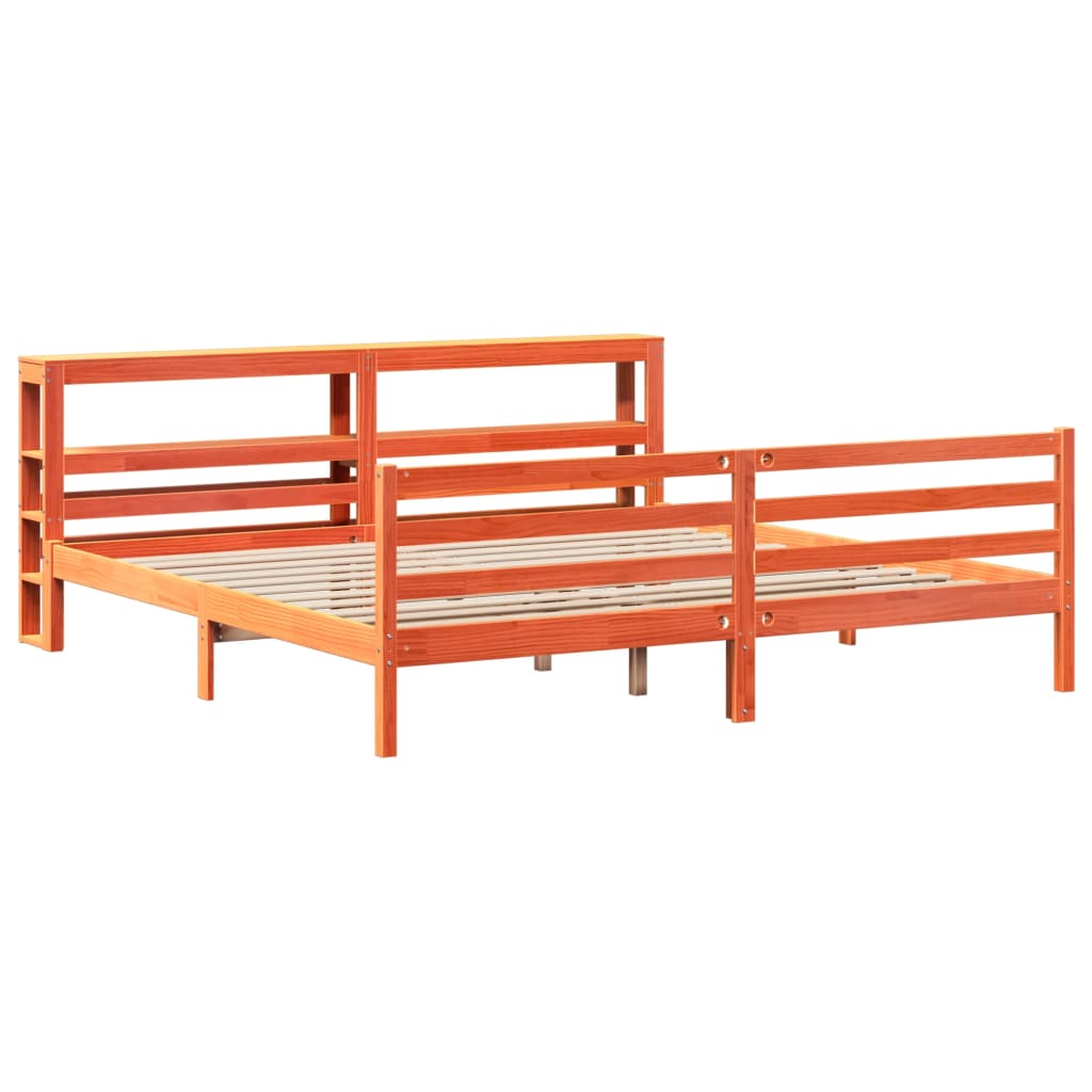 vidaXL Cadru de pat fără saltea, maro ceruit 200x200 cm lemn masiv pin
