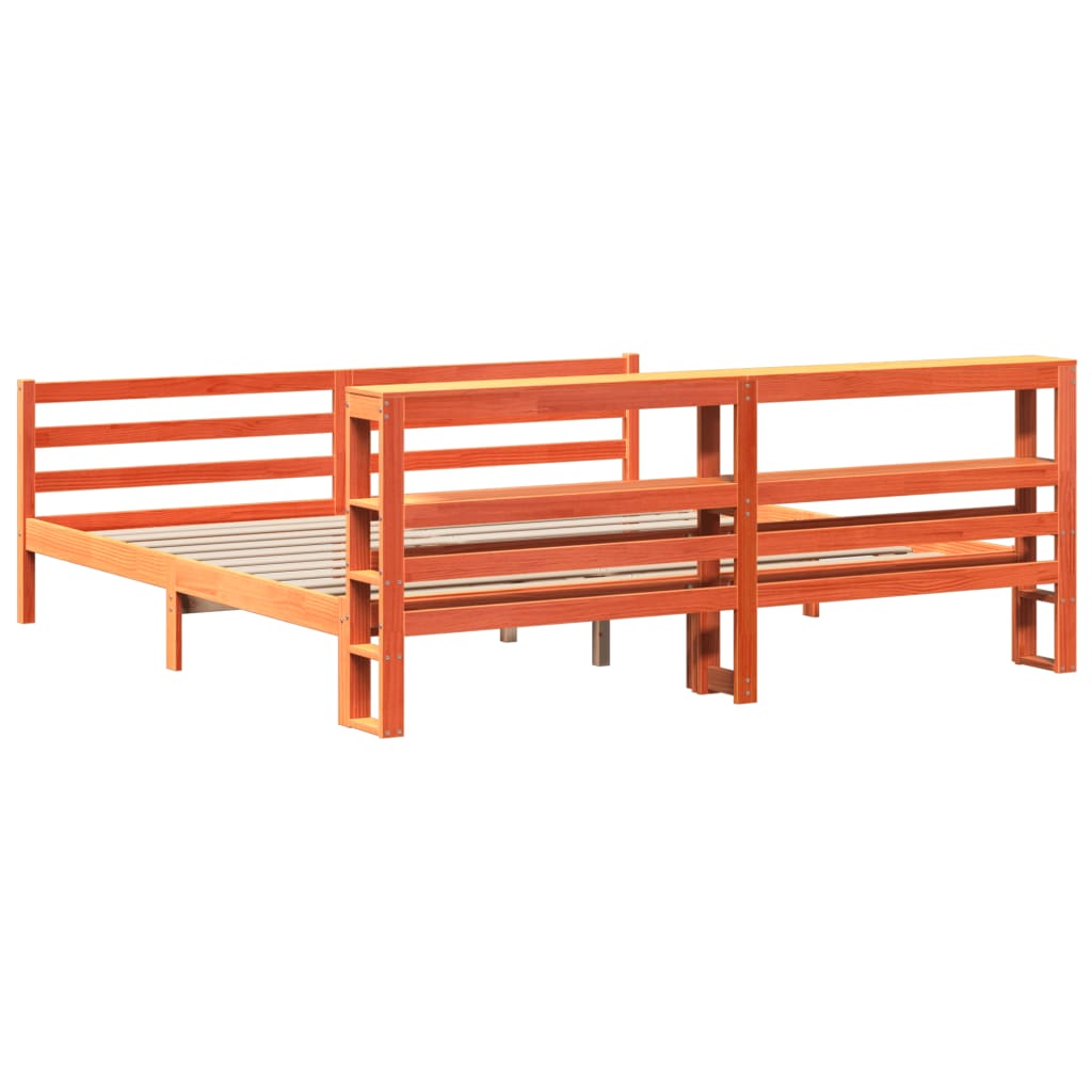 vidaXL Cadru de pat fără saltea, maro ceruit 200x200 cm lemn masiv pin