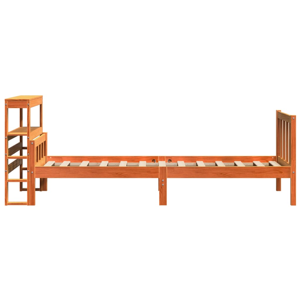 vidaXL Cadru de pat cu tăblie, maro ceruit, 90x190 cm, lemn masiv pin vidaXL Cadru de pat cu tăblie, maro ceruit, 90x190 cm, lemn masiv pin