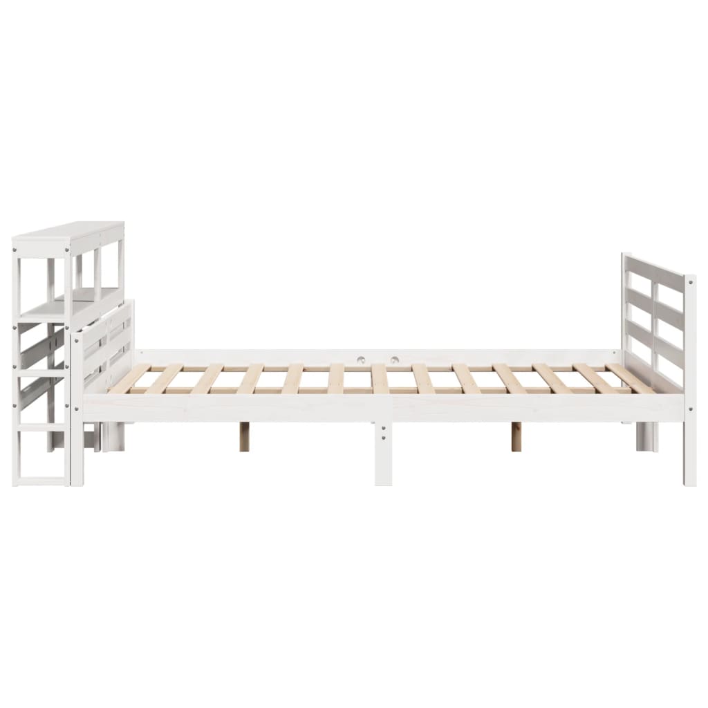 vidaXL Cadru de pat cu tăblie, alb, 135x190 cm, lemn masiv de pin vidaXL Cadru de pat cu tăblie, alb, 135x190 cm, lemn masiv de pin