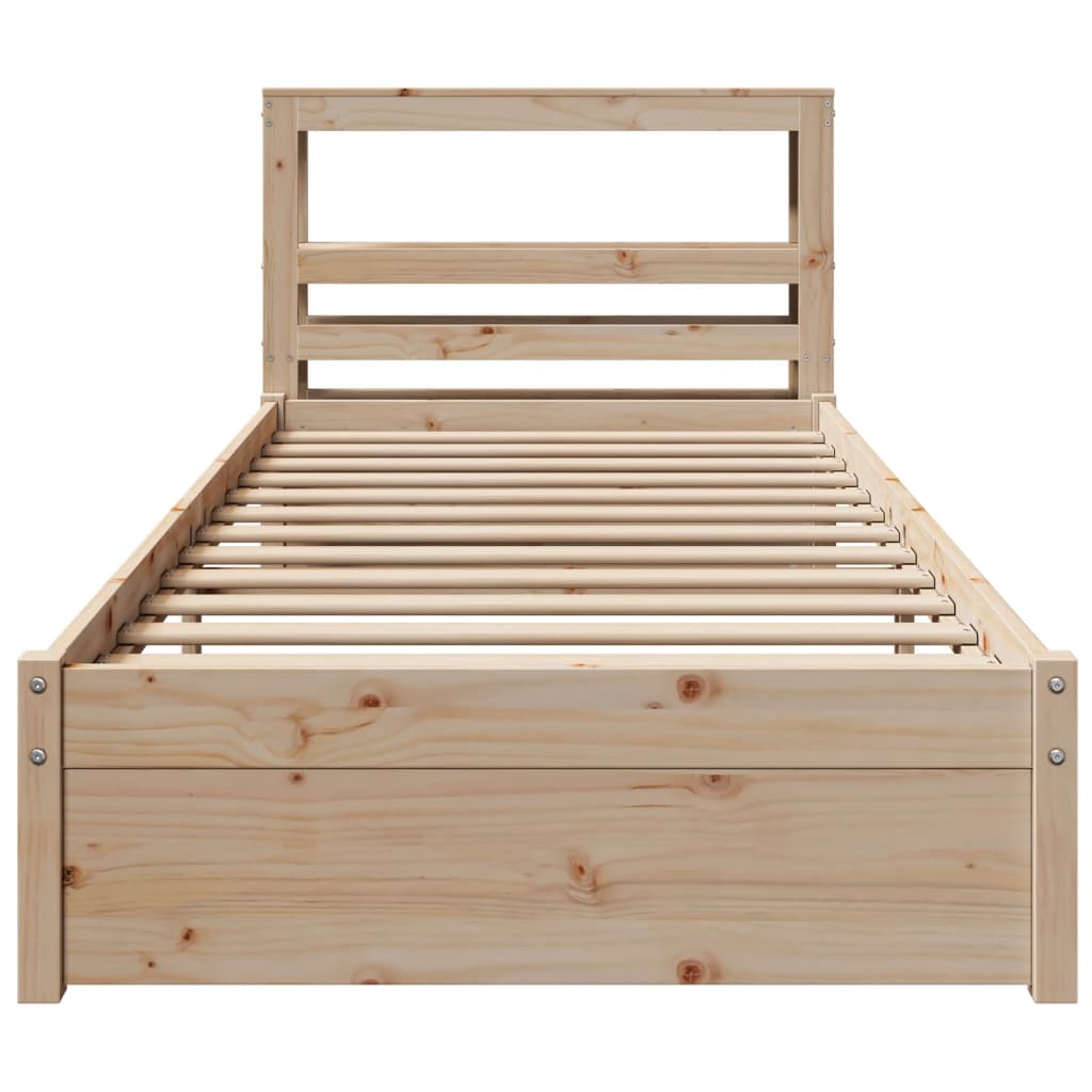 vidaXL Cadru de pat cu tăblie, 75x190 cm, lemn masiv de pin vidaXL Cadru de pat cu tăblie, 75x190 cm, lemn masiv de pin