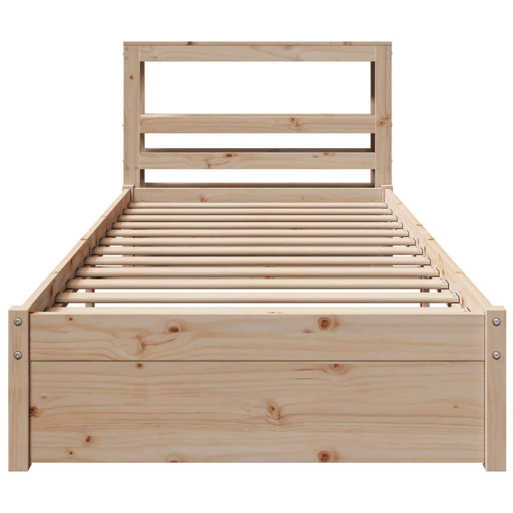 vidaXL Cadru de pat cu tăblie, 90x190 cm, lemn masiv pin vidaXL Cadru de pat cu tăblie, 90x190 cm, lemn masiv pin