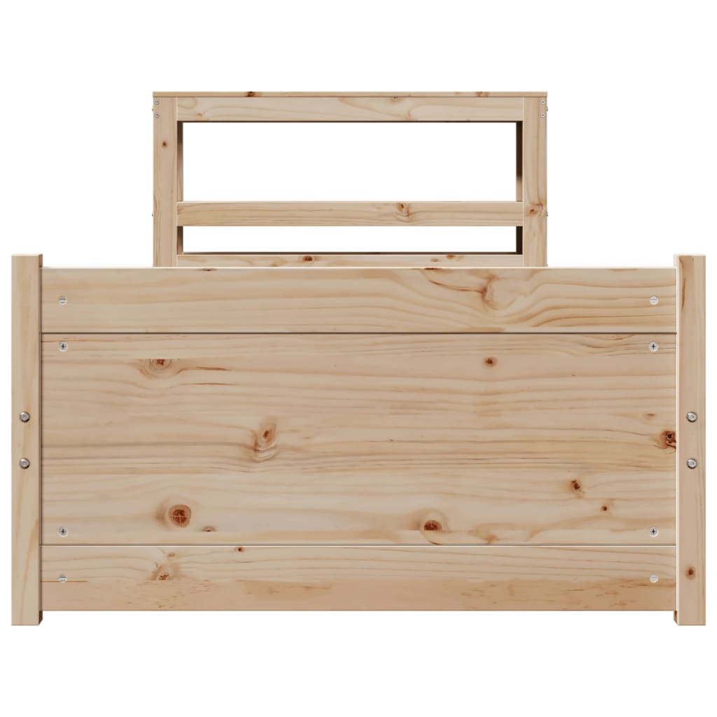 vidaXL Cadru de pat cu tăblie, 75x190 cm, lemn masiv de pin vidaXL Cadru de pat cu tăblie, 75x190 cm, lemn masiv de pin