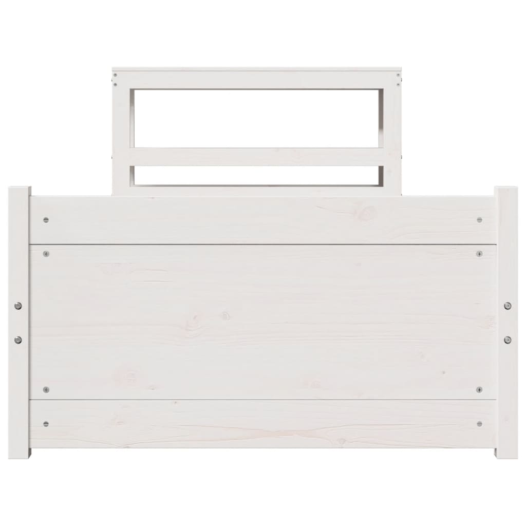vidaXL Cadru de pat cu tăblie, alb, 75x190 cm, lemn masiv de pin vidaXL Cadru de pat cu tăblie, alb, 75x190 cm, lemn masiv de pin