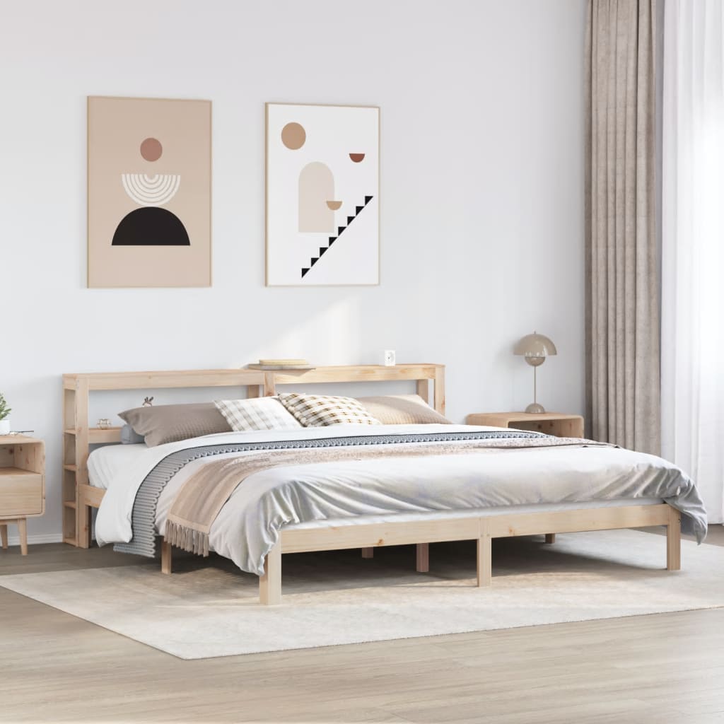 vidaXL Cadru de pat cu tăblie, 180x200 cm, lemn masiv de pin vidaXL Cadru de pat cu tăblie, 180x200 cm, lemn masiv de pin